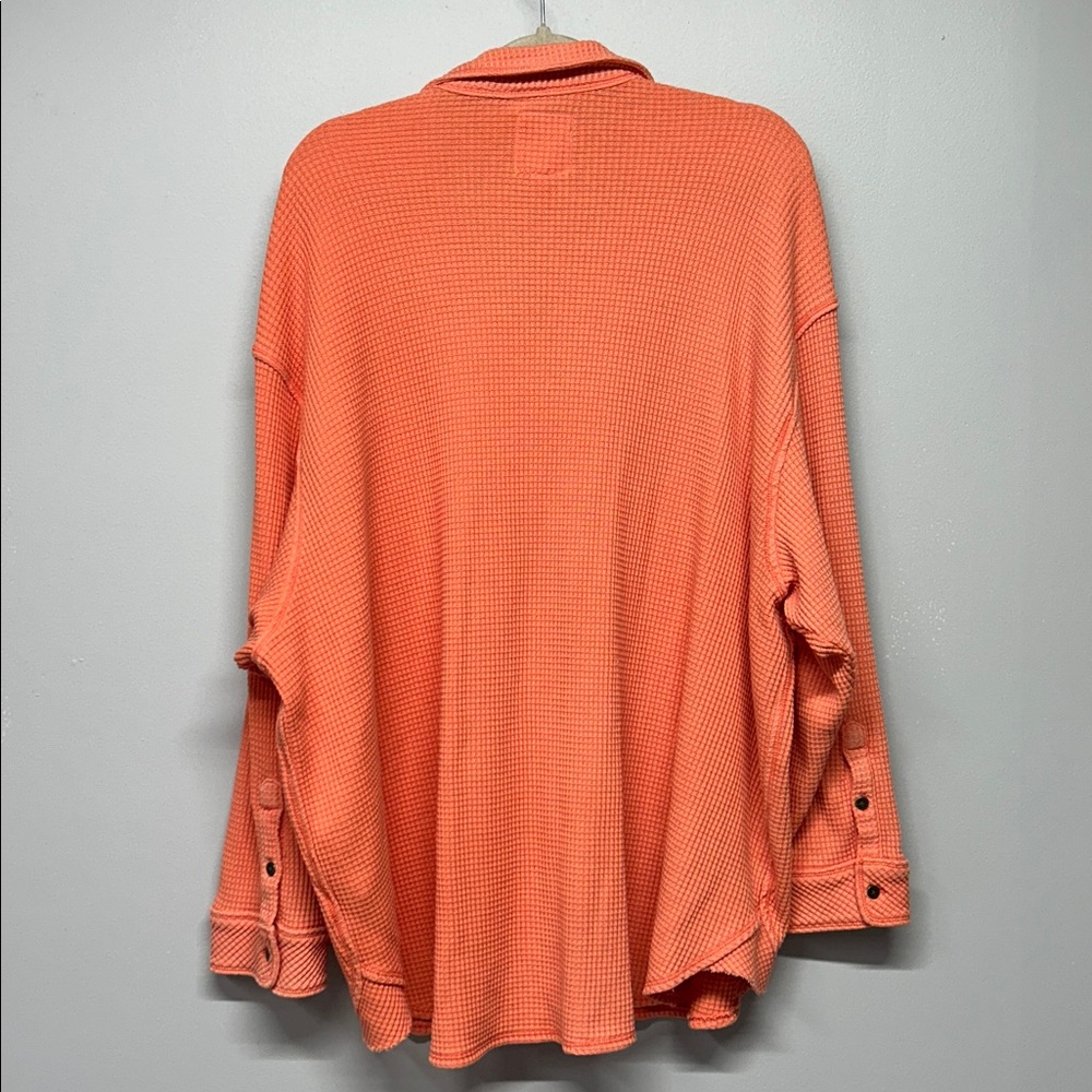 Aerie LumberJane Waffle Shirt Orange Oversized Shacket Size XL - Picture 4 of 4